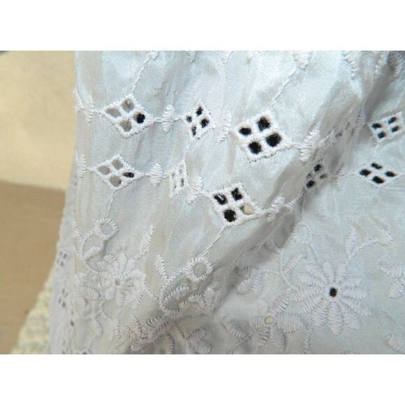 Johnny Was Blouse Gray Silk Eyelet Embroidered Shirt Small - Picture 8 of 10